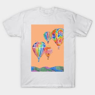 Air Balloon Watercolor Painting on Apricot Orange Balloons T-Shirt